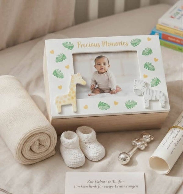 Baby Geschenk Geburt Taufe Geschenkbox Baby Erinnerungsbox Foto 10x15 cm Taufe