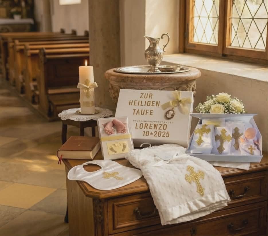 Baby Taufbox Aufbewahrungsbox Geschenk Taufe Set Geschenkset Geschenkbox Box Name Taufdatum Taufdecke