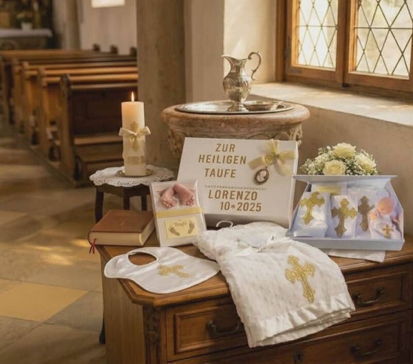 Baby Taufbox Aufbewahrungsbox Geschenk Taufe Set Geschenkset Geschenkbox Box Name Taufdatum Taufdecke