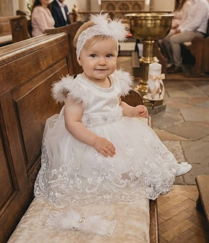 Taufkleid Gr.80 Kleid Baby Taufe Babykleid Partykleid Geburtstag Kleid Battesimo 9-12 Monate