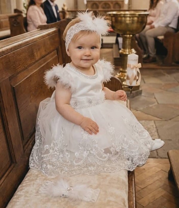 Taufkleid Gr.80 Kleid Baby Taufe Babykleid Partykleid Geburtstag Kleid Battesimo 9-12 Monate