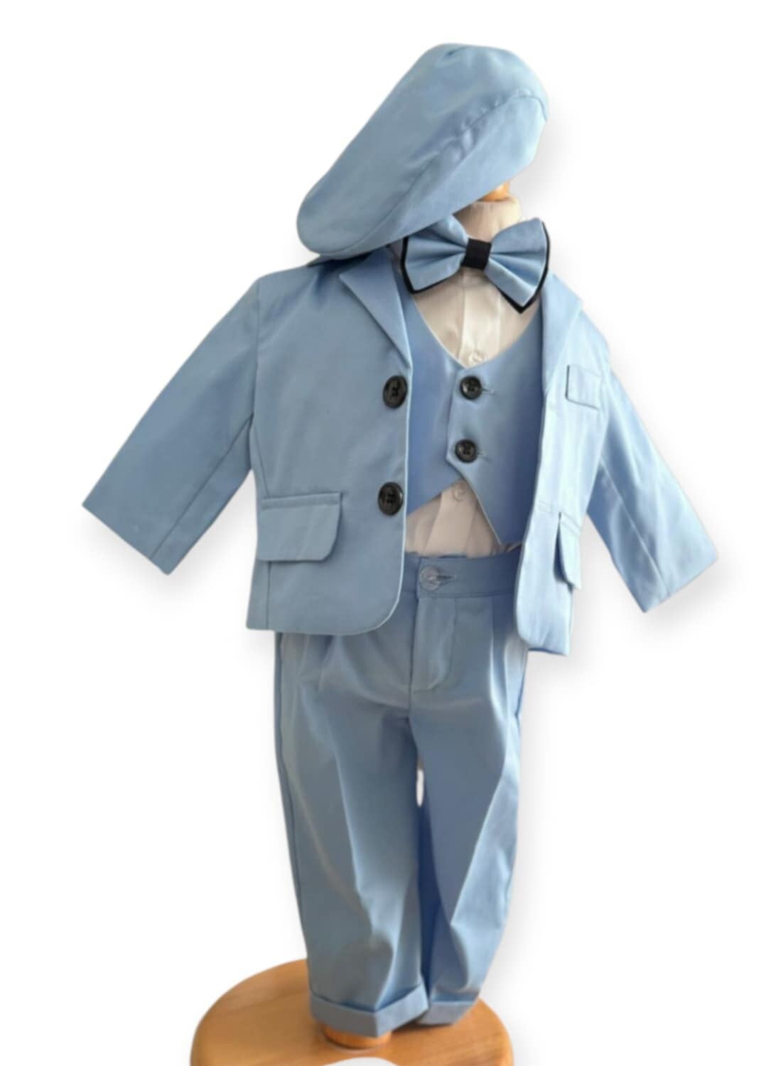 Taufanzug Gr. 74 Anzug Baby Taufe Set Jacke Hemd Hose Fliege Weste Hut 6-9 Monate