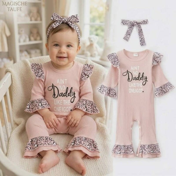 Baby Mädchen Set Gr. 68 74 80 86 Geschenk Geburtstag Party Taufe Outfit Overall Rosa