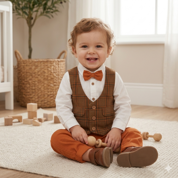 Taufanzug Baby Junge Gr. 80 86 92 Anzug Hochzeit Hemd Hose Weste Fliege Set 4tlg