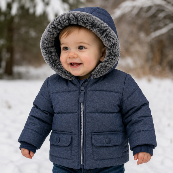 Baby Jungen Jacke Winterjacke 80 86 Fellkapuze warm gefüttert Taufjacke 12-18 Monate