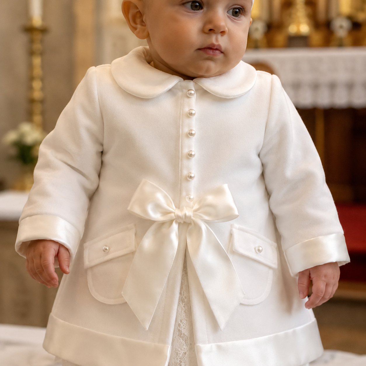 Baby Taufmantel Mantel Jacke Taufkleid Taufoutfit Mädchen Geburtstagset Gr. 62 68