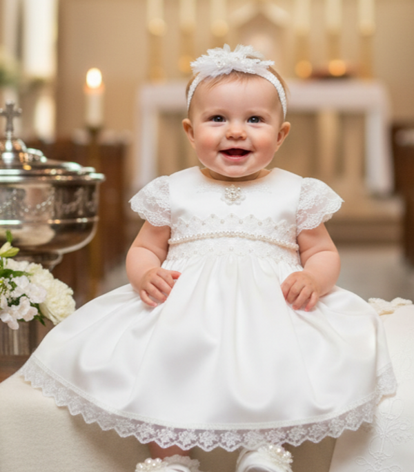 Taufkleid Gr.74 Kleid Taufe Baby Stirnband Bolero Schuhe 4-tlg ivory 6-9 Monate