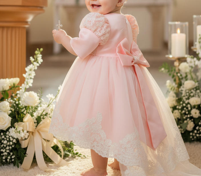 Taufkleid rosa Gr.62 68 Kleid Baby Taufe Babykleid Partykleid Geburtstag 3-6 Monate