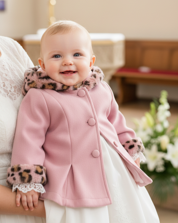 Baby Mantel Taufmantel Taufjacke Taufkleid Taufe Babymantel rosa