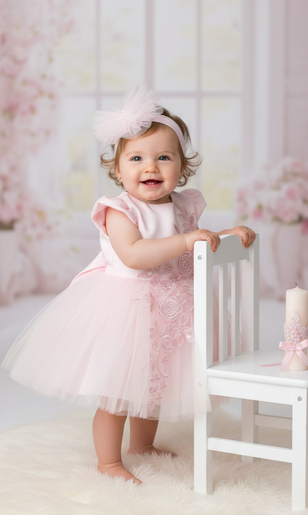 Taufkleid rosa Gr.74 Kleid Baby Mädchen Partykleid Geburtstagset 2tlg 6-9 Monate
