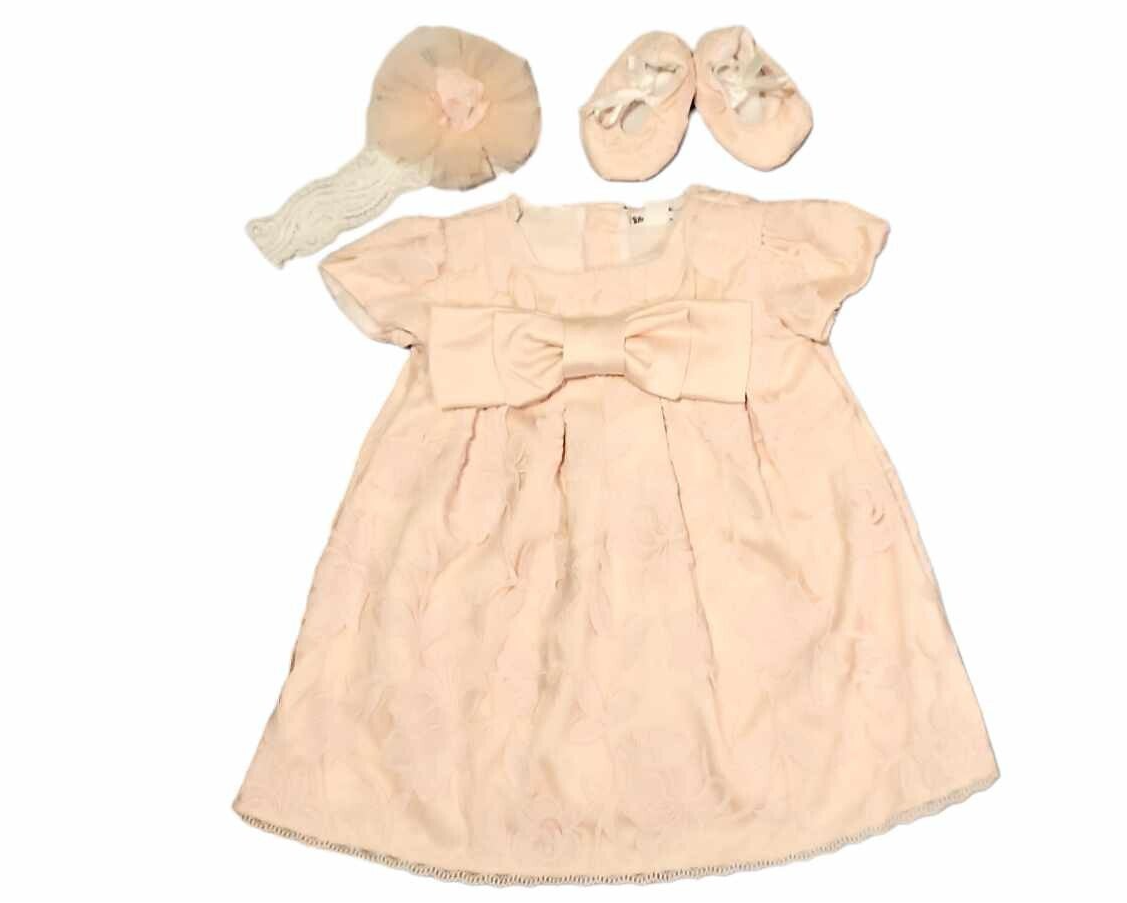 Taufkleid rosa Gr. 62 68 Set Kleid Taufe Partykleid Geburtstagset 3tlg 3-6 Monate Monate