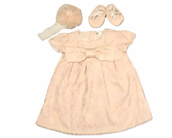 Taufkleid rosa Gr. 62 68 Set Kleid Taufe Partykleid Geburtstagset 3tlg 3-6 Monate Monate