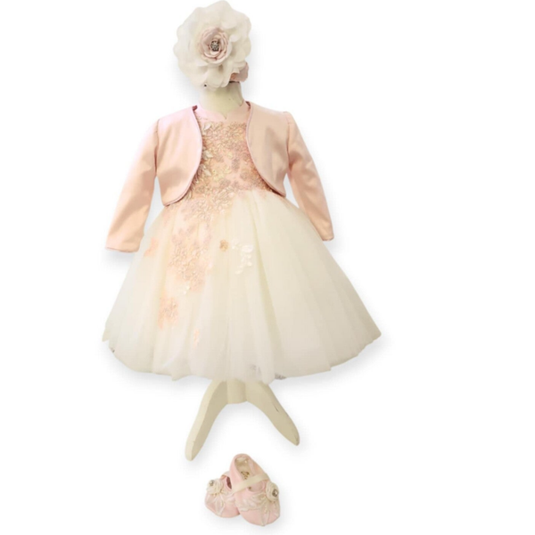 Taufkleid rosa Gr.74 Kleid Baby Taufe Set Stirnband Bolero Schuhe rosa 6-9 Monate