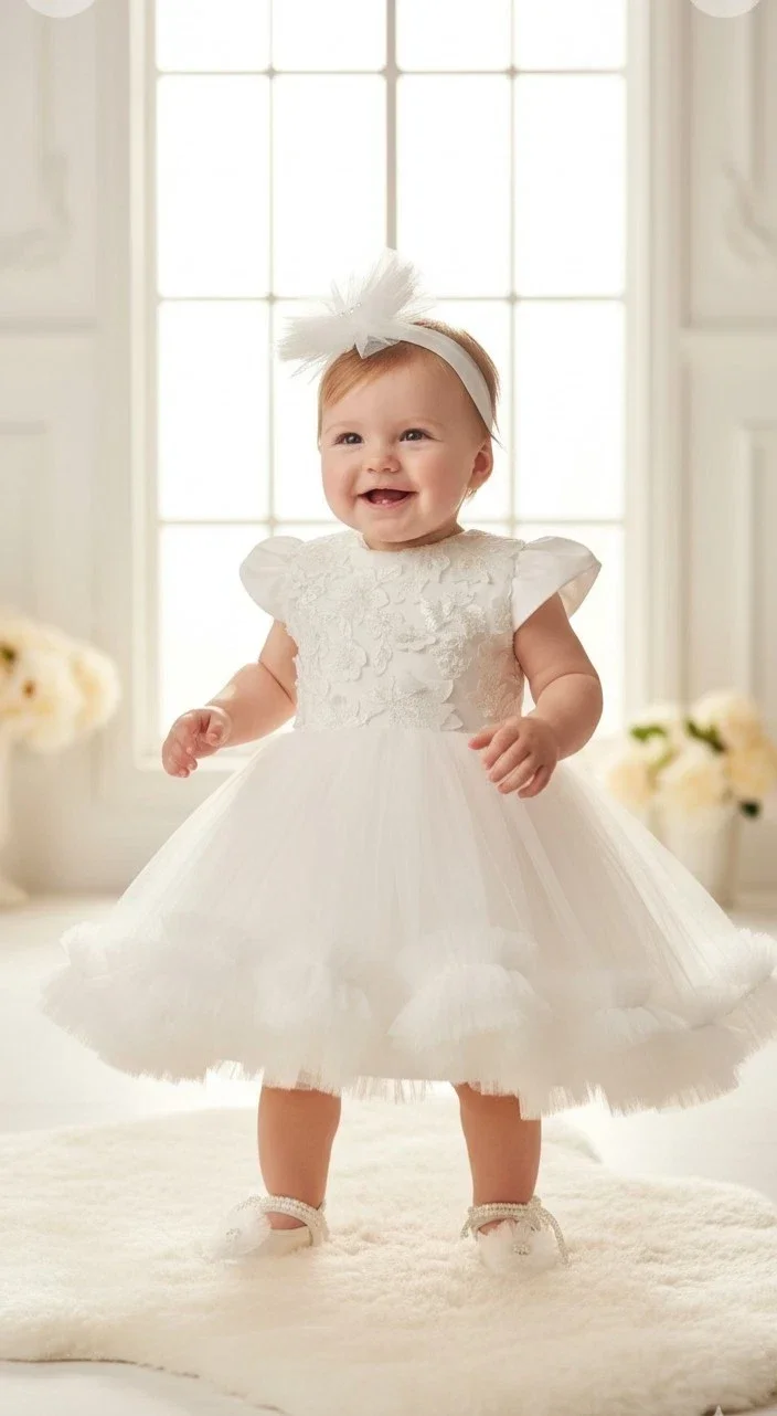 Taufkleid Gr.62 68 Kleid Baby Taufe Set Taufoutfit Partykleid Geburtstagset 3tlg 3-6 Monate