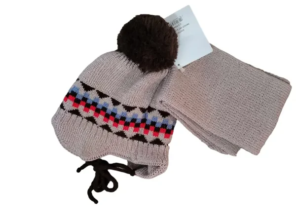 Wintermütze Schal Set Gr.51 52 Baby Kleinkind 2-3 Jahre Mütze Schal Set braun