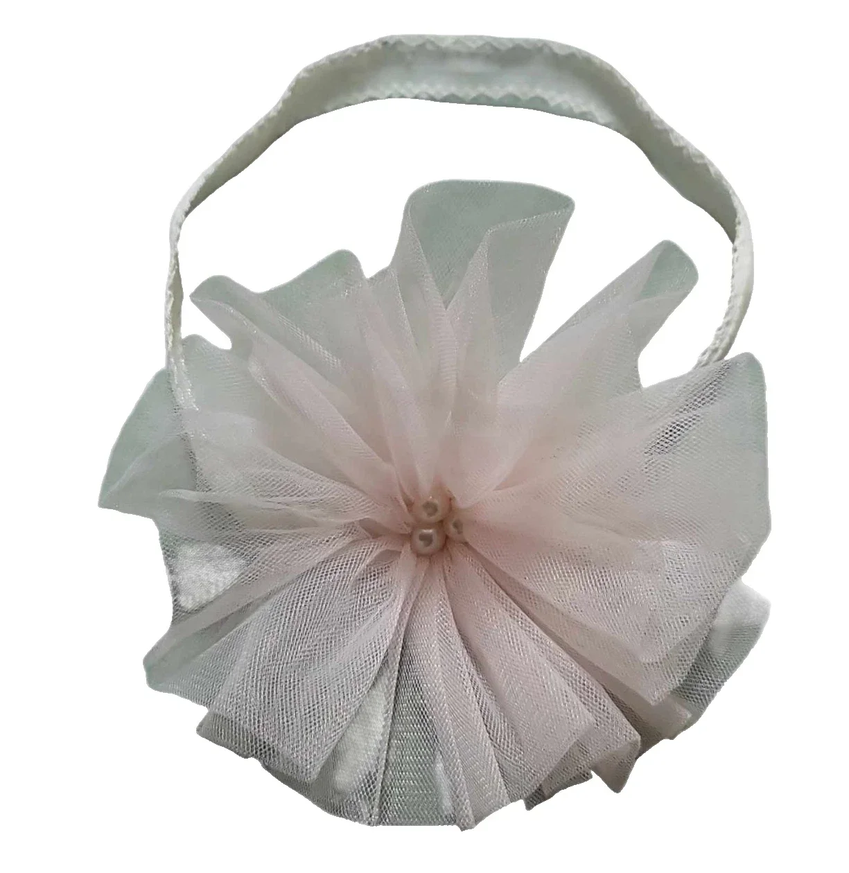 Baby Stirnband Haarband Kopfband Taufe Hochzeit Party Geburt festlich rosa 0-6 M
