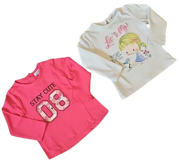 Baby Mädchen Langarmshirt 2er-Pack Gr. 62 68 Baumwolle Erstausstattung Geburt