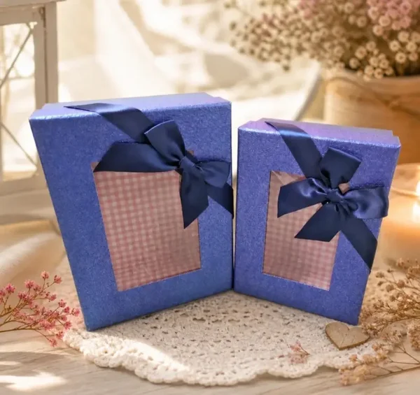 Geschenkbox blau 2er Set Geschenkverpackung Geschenkschachtel Doppelpack Party