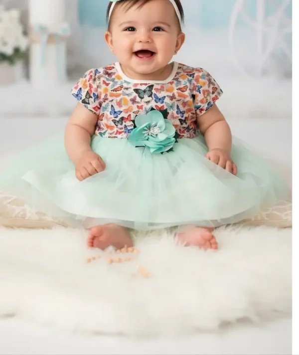 Baby Mädchen Kleid Gr. 62 68 Sommerkleid Party Taufe Geburtstag Schmetterlinge