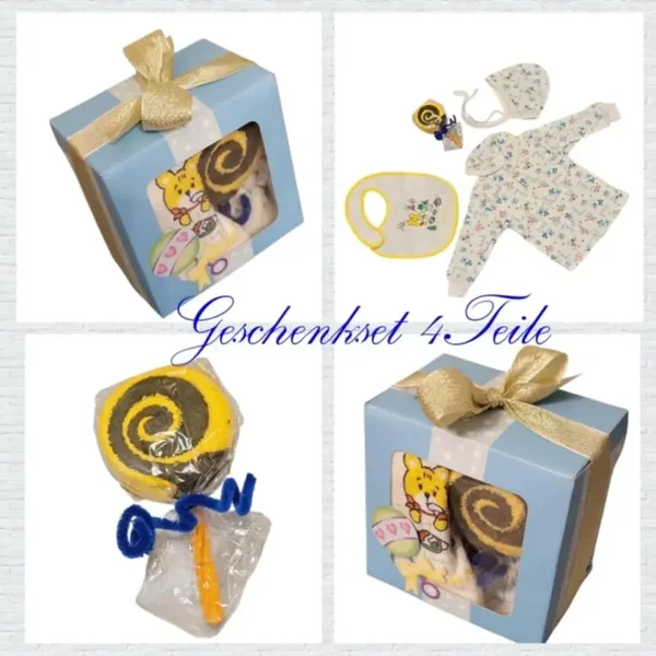 Baby Junge Geschenkset Geschenkbox Geschenkset Box Geburt Neugeborene 4tlg blau