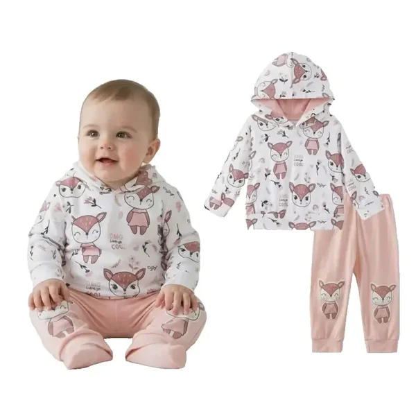 Baby Mädchen Trainingsanzug Set Gr. 62 68 (3-6M) Geschenkset Geschenk Geburt Hoodie Rosa