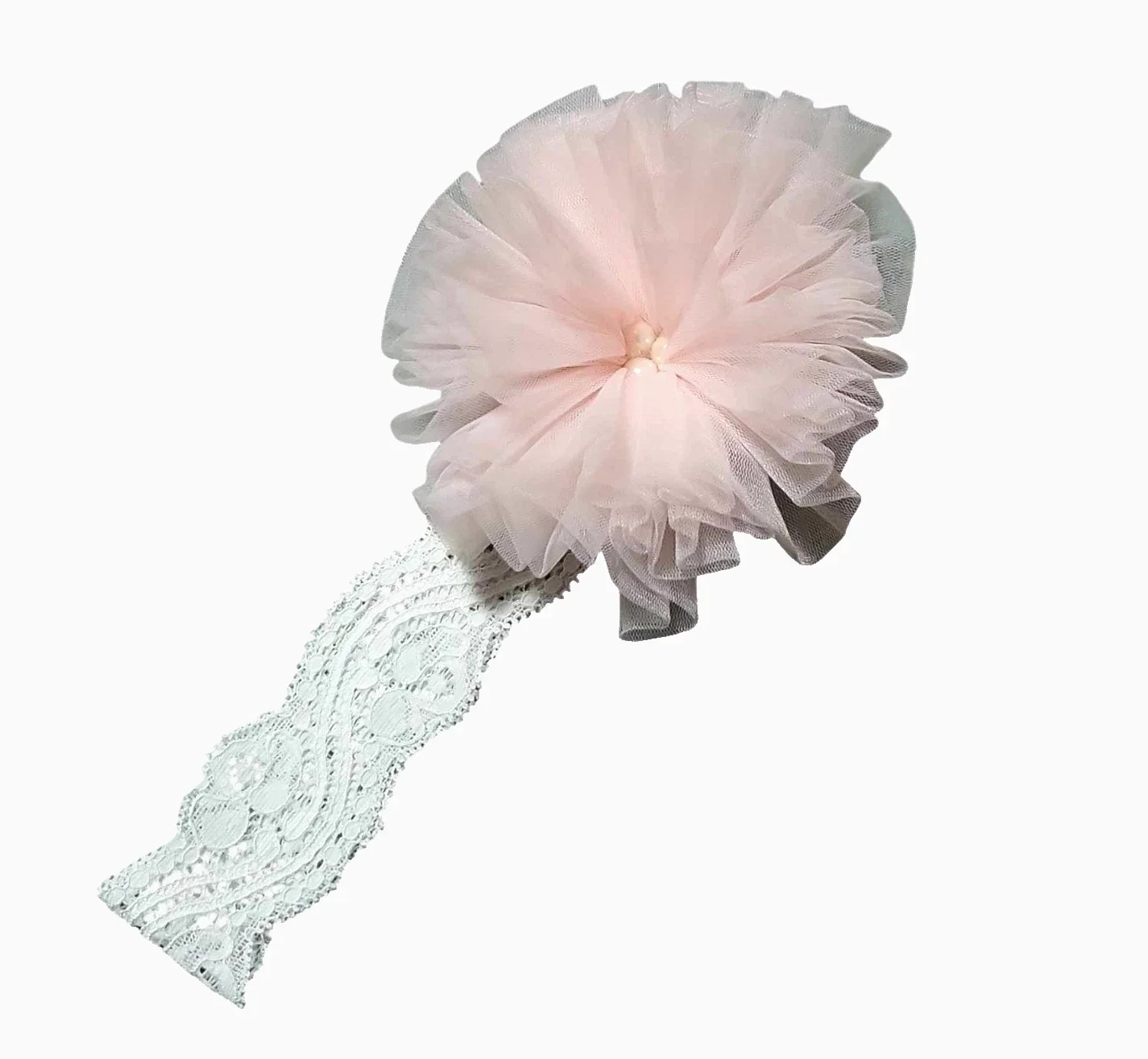 Baby Stirnband Haarband Kopfband Taufe Hochzeit Party Geburt festlich rosa 0-6 M