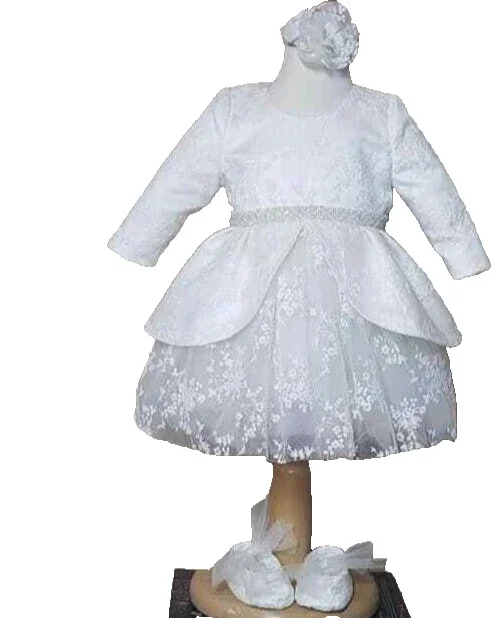 Taufkleid Gr.74 Kleid Baby Taufe Partykleid Geburtstagset 3tlg ivory 6-9 Monate
