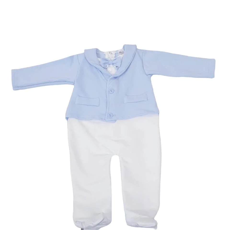 Baby Taufanzug Gr.74 Babyanzug Taufoutfit Strampler Baby Overall Taufe  blau/weiß 6-9 Monate