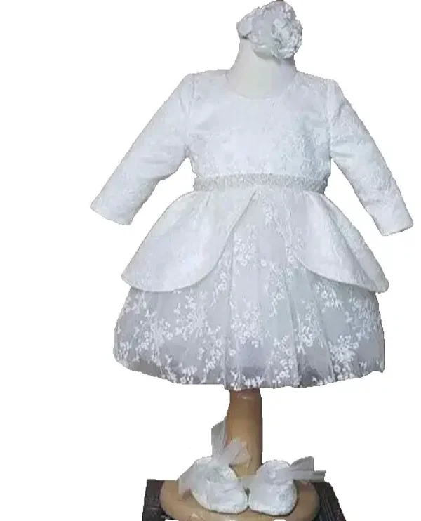 Taufkleid Gr.74 Kleid Baby Taufe Partykleid Geburtstagset 3tlg ivory 6-9 Monate