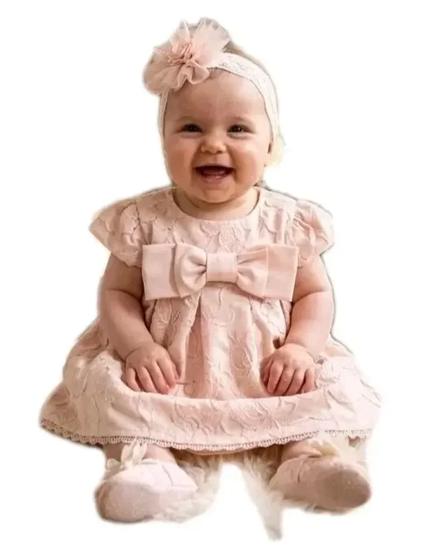 Taufkleid rosa Gr. 62 68 Set Kleid Taufe Partykleid Geburtstagset 3tlg 3-6 Monate Monate