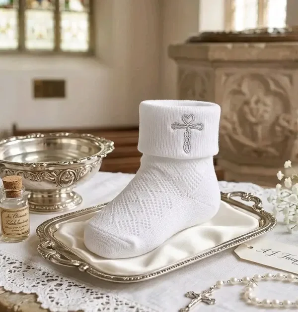 Baby Socken Taufsocken Taufanzug Taufkleid Socken Taufe Babysocken Kreuz