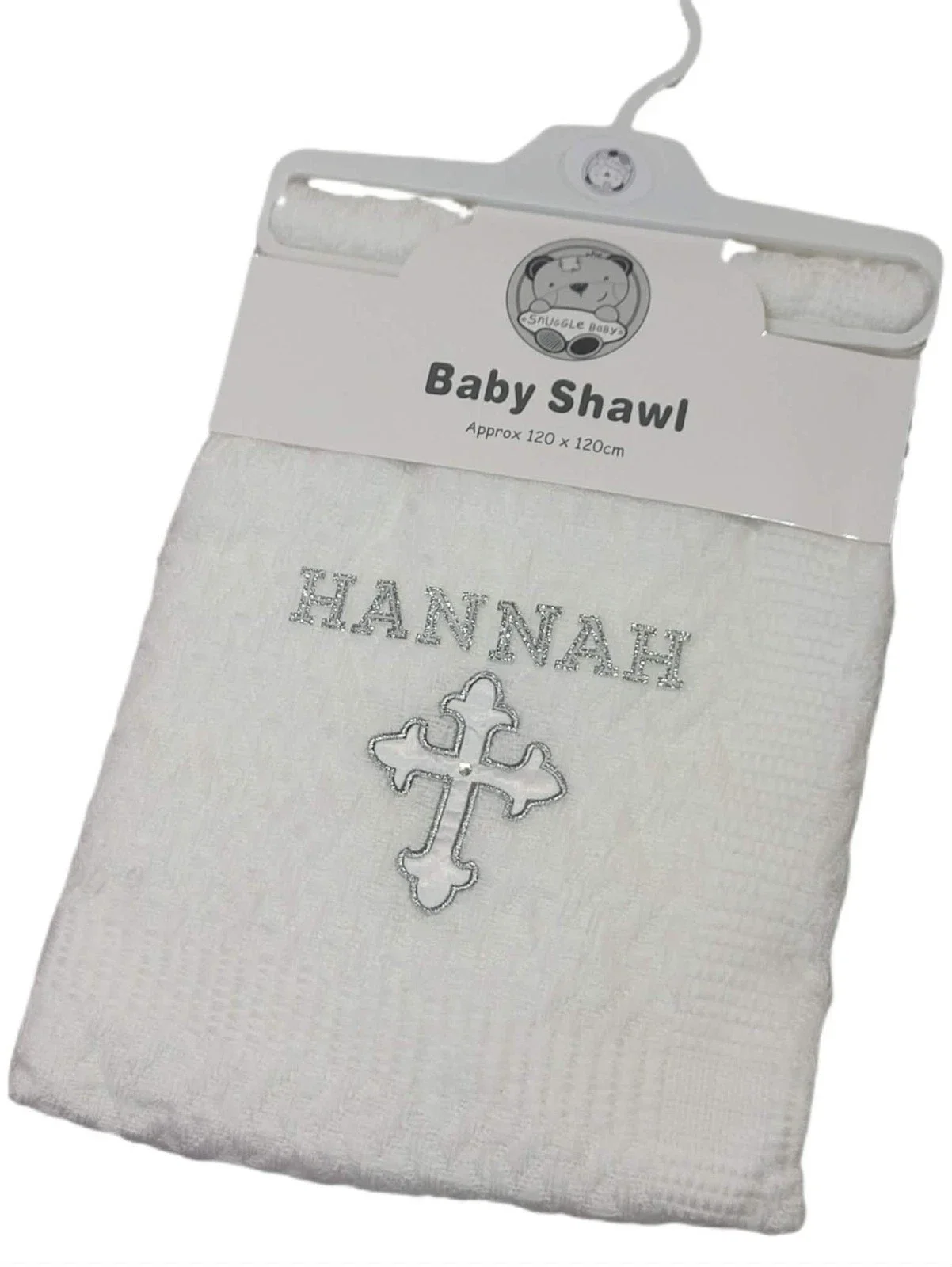 Taufdecke Weiß Kreuz Personalisiert mit Name Geschenk Taufe Geburt Babydecke