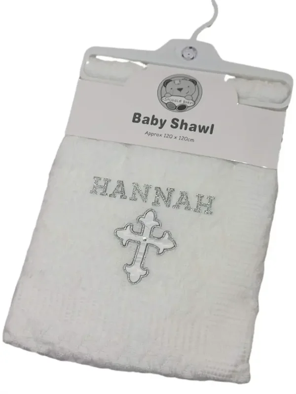 Taufdecke Weiß Kreuz Personalisiert mit Name Geschenk Taufe Geburt Babydecke