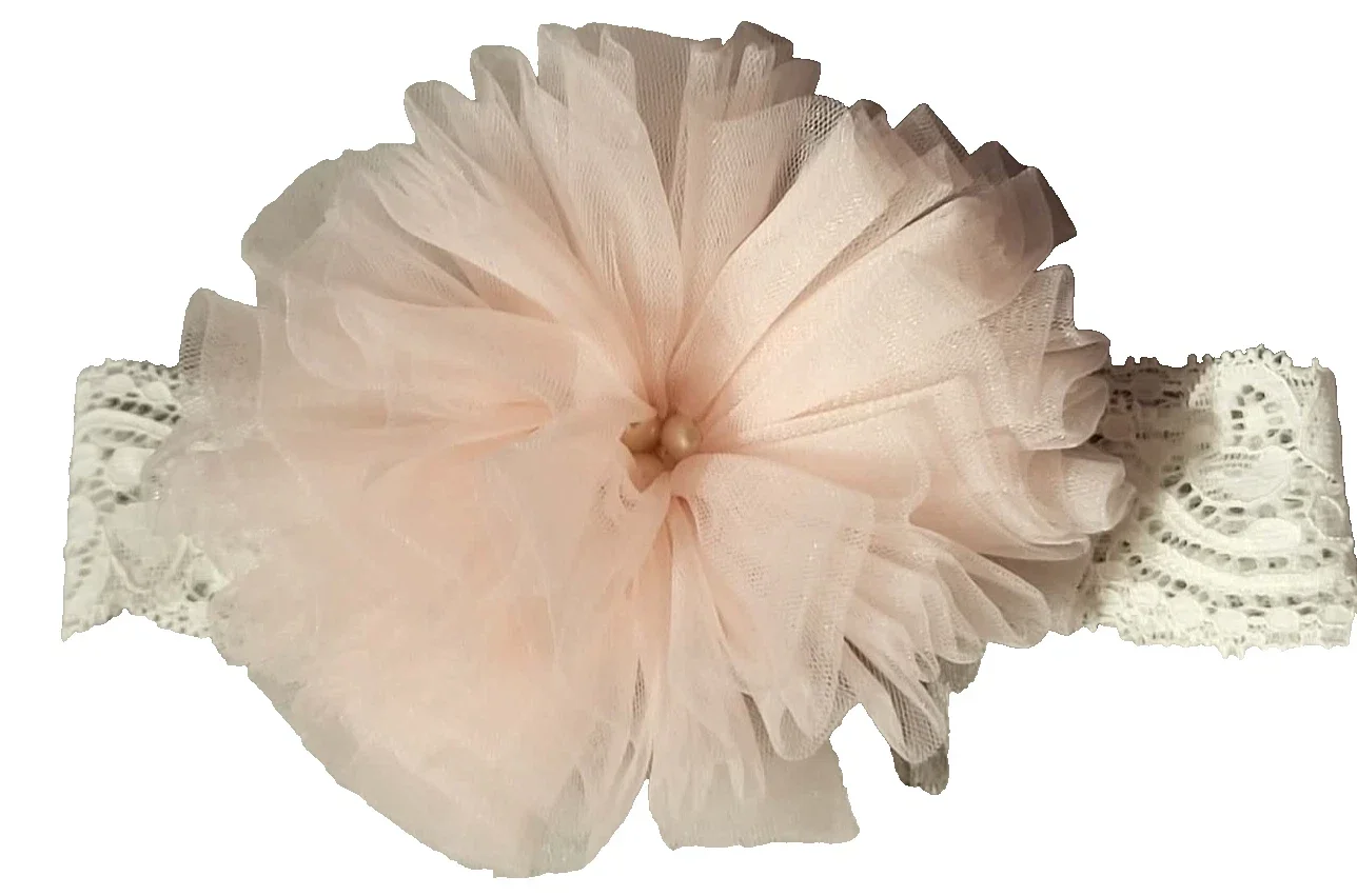 Baby Stirnband Haarband Kopfband Taufe Hochzeit Party Geburt festlich rosa 6-12M