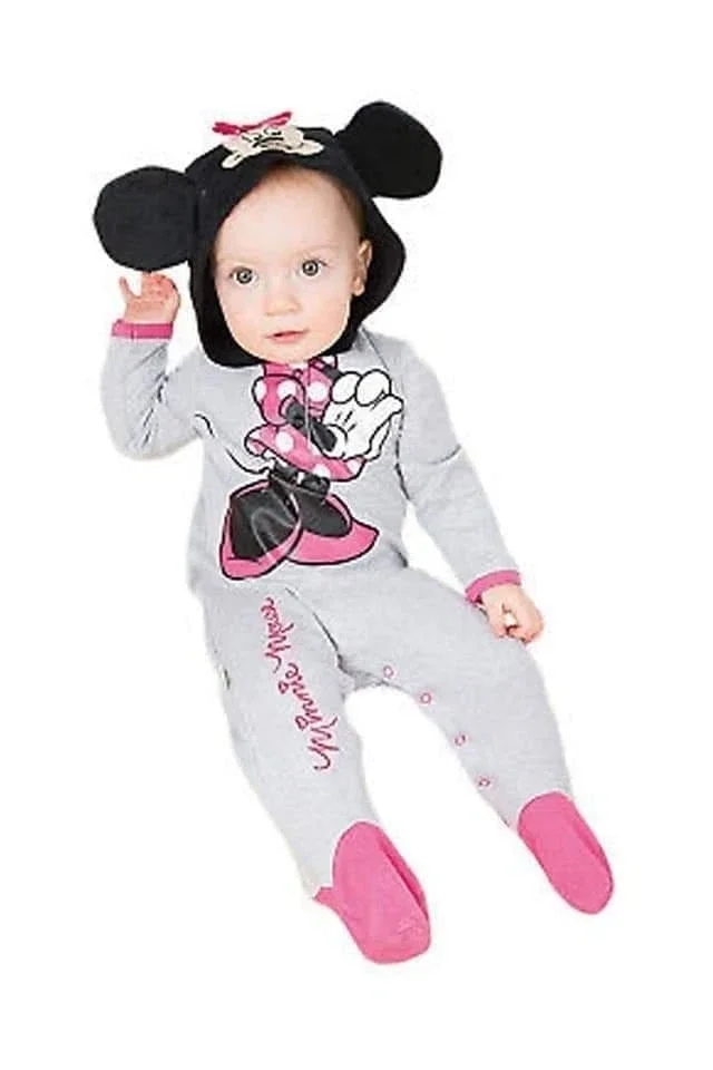 Disney Minnie Mouse Strampler Baby Overall Schlafanzug  Gr.50 56 68 74 0-3 Monate 3-6 Monate 6-9 Monate