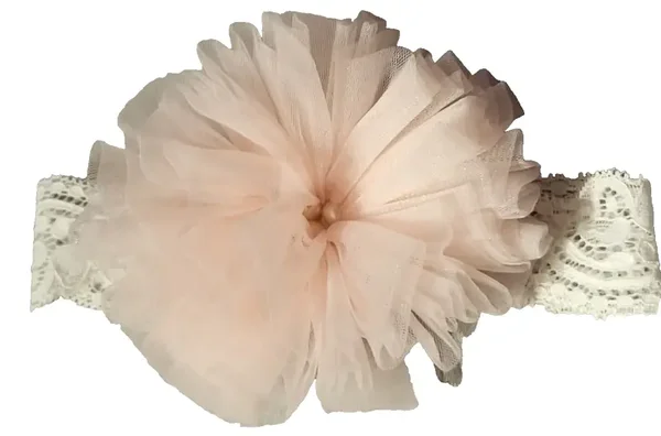Baby Stirnband Haarband Kopfband Taufe Hochzeit Party Geburt festlich rosa 6-12M