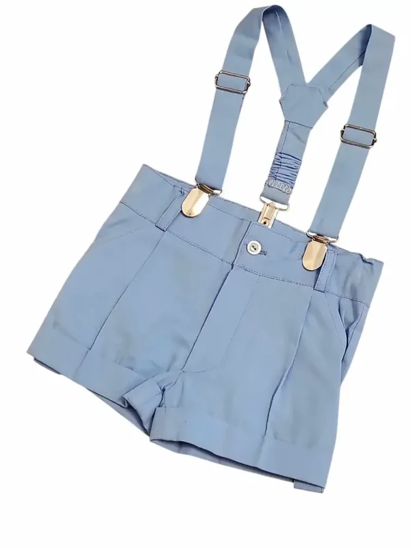 Baby Anzug Sommer Gr. 56 62 Taufe Junge Geschenkset Geburt 0-3M Hose Hosenträger