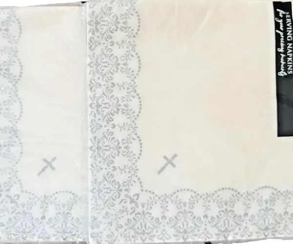 Servietten 20 Stk Taufe Taufdeko Tischdeko Kommunion Konfirmation Kreuz 33x33cm