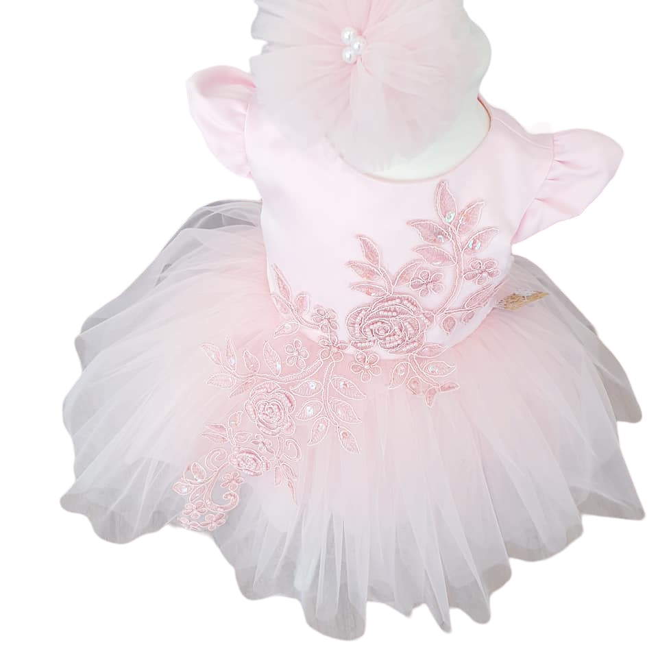 Taufkleid rosa Gr.74 Kleid Baby Mädchen Partykleid Geburtstagset 2tlg 6-9 Monate