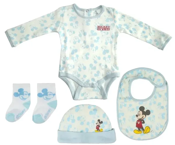 Disney Mickey Mouse Geschenkset Baby Erstaustattung Set 4-tlg 1-3Mon 56/60cm