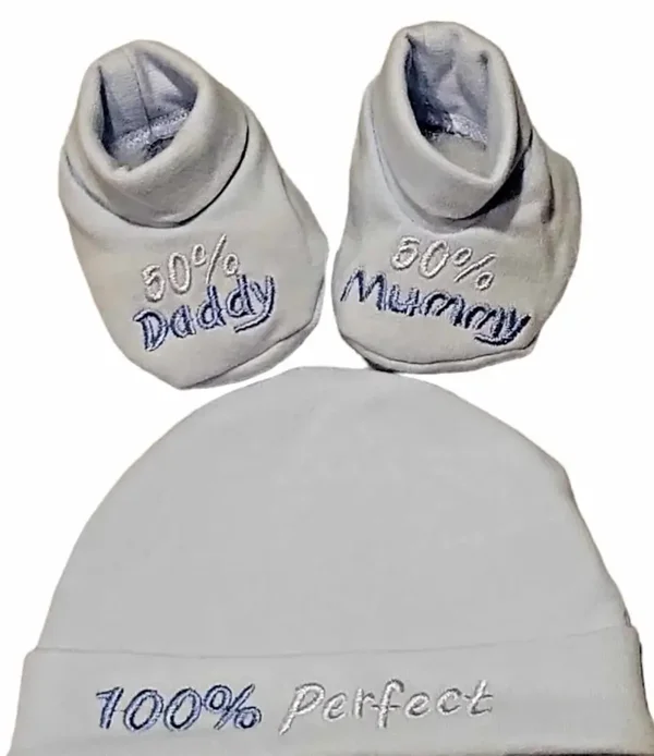 Baby Set 2-tlg Geschenk Geburt Neugeborene Babymütze Schuhe Gr. 50 56 Erstling