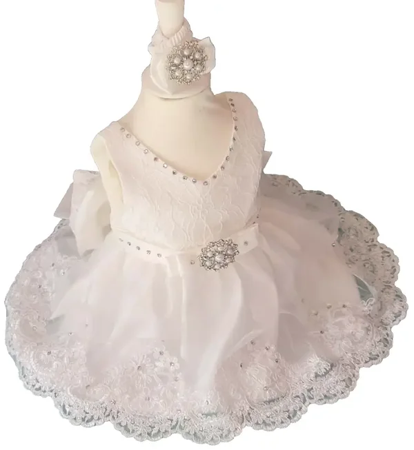 Taufkleid Baby 74 80 9-12M Kleid Taufe Geburtstag Partykleid Stirnband Mädchen