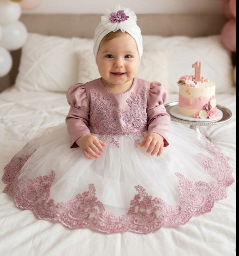 Taufkleid Gr.74 Kleid Baby Taufe Babykleid Partykleid Kleid Baby Geburtstag lila 6-9 Monate