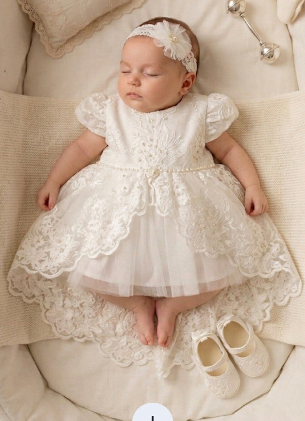 Taufkleid Gr. 56 62 Kleid Taufe Baby Mädchen Set Partykleid Kleid Geburtstag 0-3 Monate