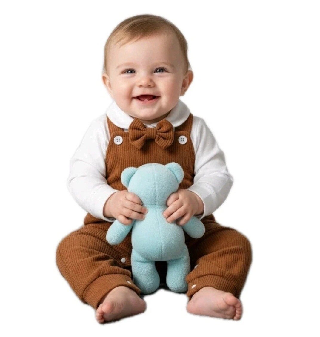 Taufanzug Baby 68 74 6-9M Anzug Taufe Party Fest Hemd Overall Fliege Set Junge