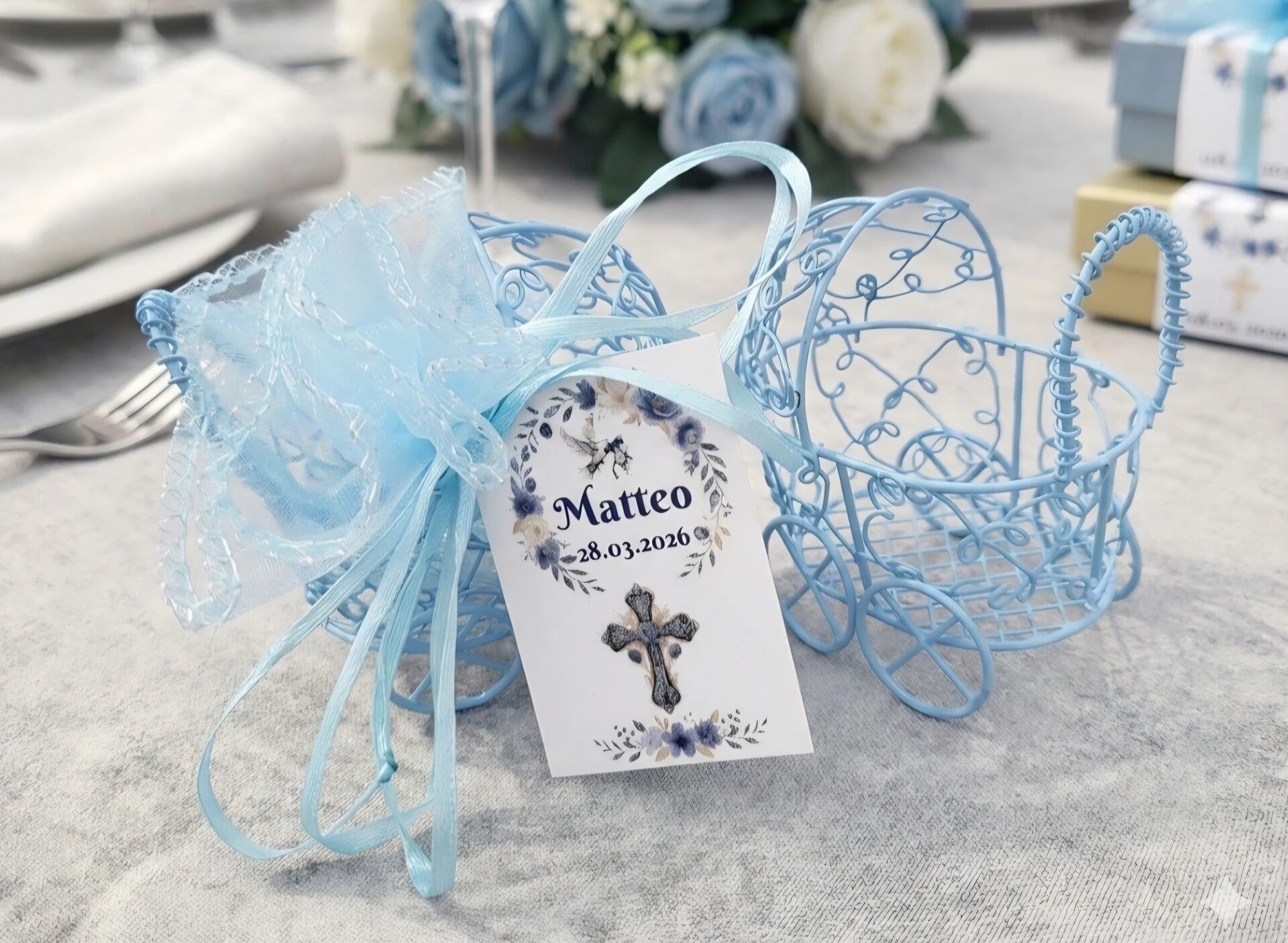 Taufe Gastgeschenk Bonboniere Geschenk Gäste Taufgeschenk Deko Party Baby blau