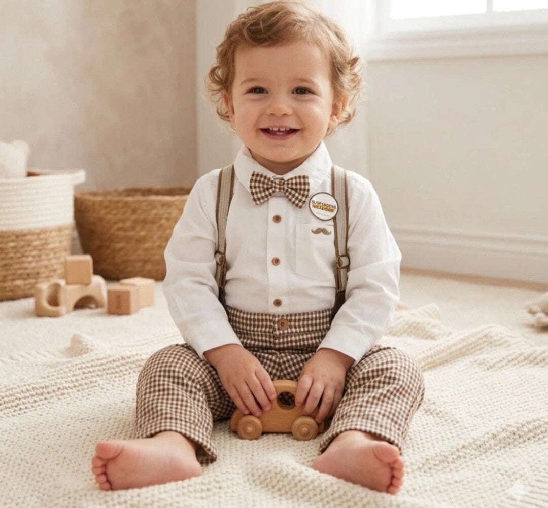 Taufanzug Baby Junge Gr. 80 86 92 Anzug Hochzeit Hemd Hose Hosenträger Fliege
