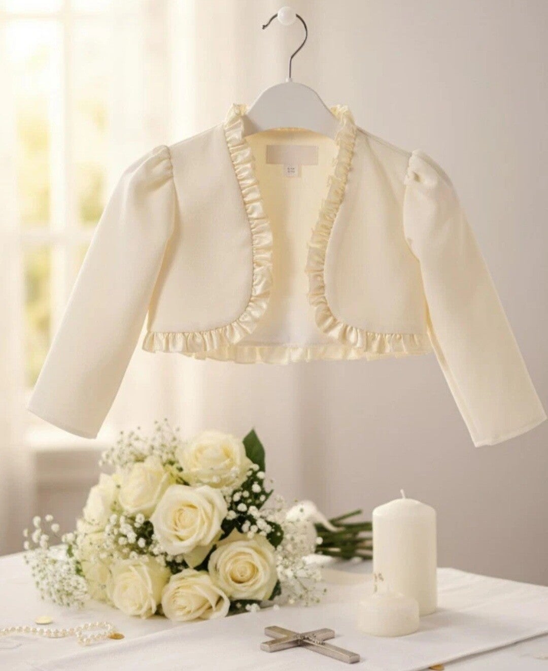 Baby Mädchen Taufbolero Babybolero Jacke Jäckchen Taufe Taufjacke Satin Gr.80 9-12 Monate
