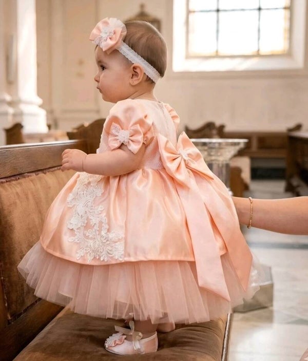 Taufkleid rosa Gr.74 80 Kleid Baby Taufe Partykleid Prinzessin Geburtstag 1 Jahr