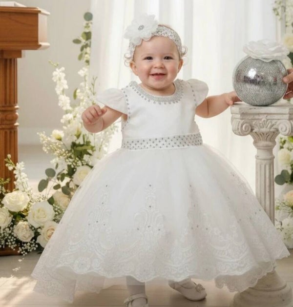 Taufkleid Gr. 86 92 18-24M Festkleid Blumenmädchen Taufe Hochzeit Party Spitze